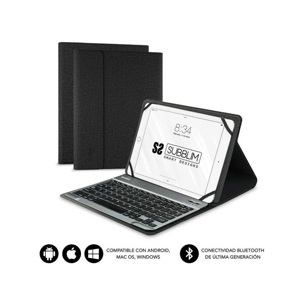 Subblim funda tablet con teclado keytab pro bt en negro / universal 9.6" a 10.8"